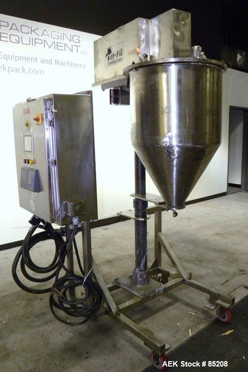 Used Per-Fil Single Fully/Semi-Automatic Auger Filler, Model MF-1FG, 304 Stainless Steel. Fill speed 10 to 120 fills per minute, fill accuracy +/- 1% to 3% of net weight. Hopper with dust cover. Desi...