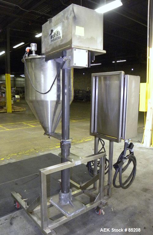 Used Per-Fil Single Fully/Semi-Automatic Auger Filler, Model MF-1FG, 304 Stainless Steel. Fill speed 10 to 120 fills per minute, fill accuracy +/- 1% to 3% of net weight. Hopper with dust cover. Desi...