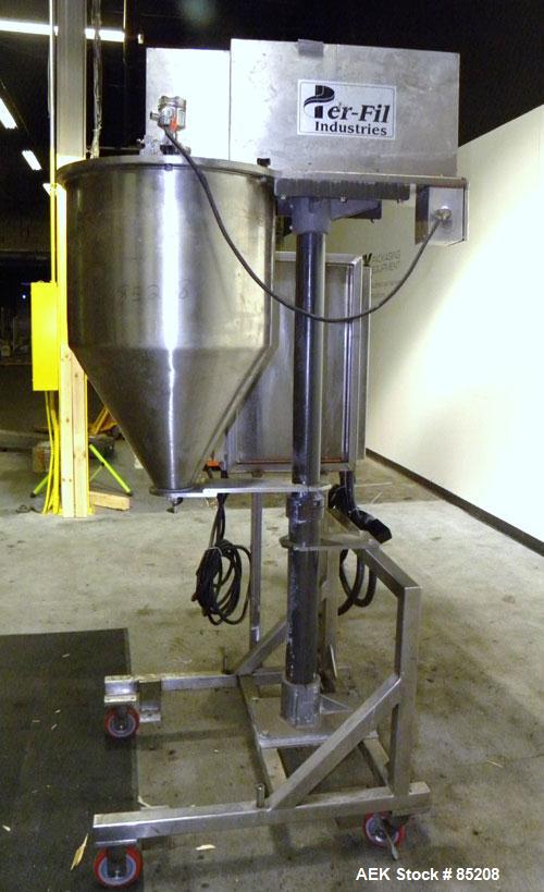 Used Per-Fil Single Fully/Semi-Automatic Auger Filler, Model MF-1FG, 304 Stainless Steel. Fill speed 10 to 120 fills per minute, fill accuracy +/- 1% to 3% of net weight. Hopper with dust cover. Desi...