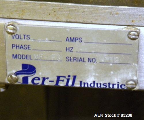 Used Per-Fil Single Fully/Semi-Automatic Auger Filler, Model MF-1FG, 304 Stainless Steel. Fill speed 10 to 120 fills per minute, fill accuracy +/- 1% to 3% of net weight. Hopper with dust cover. Desi...