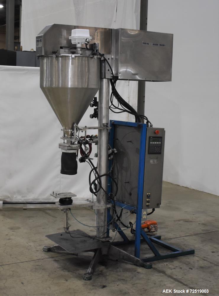 Used- Per-Fil PF Series Servo Auger Filler, Model PF-15S. Foot pedal operation. Control panel with Mitsubishi FX PLC, Baldor...