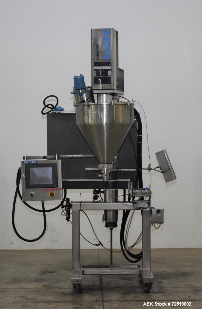 Used- Spee-Dee 3000 Series Servo Auger Filler, Digitronic Model 3500S-111-NW. Has 22" Diameter 16 gallon s/s agitated hopper...