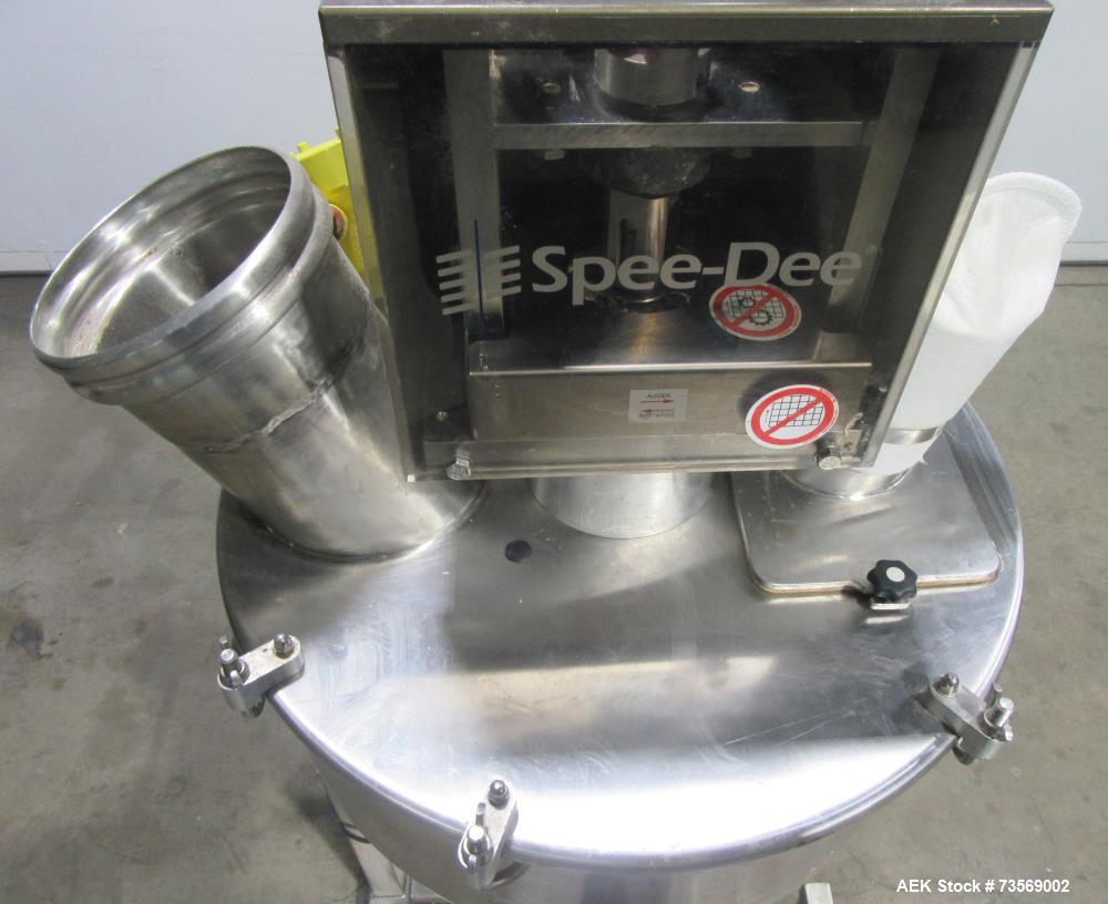 Used Spee-Dee Model 4600 S Semi Automatic Servo Auger Filler. Has stainless Steel agitated hopper. 3/60/240V. This includes a new servo motor from Spee-Dee.