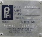 Used Per-Fil Single Semi-Automatic Auger Filler, Model PF-11, 304 Stainless Steel. Fill speed 2 to 30 fills per minute, fill accuracy +/- 1% or better. Hopper with dust cover. Set up for powders, gra...