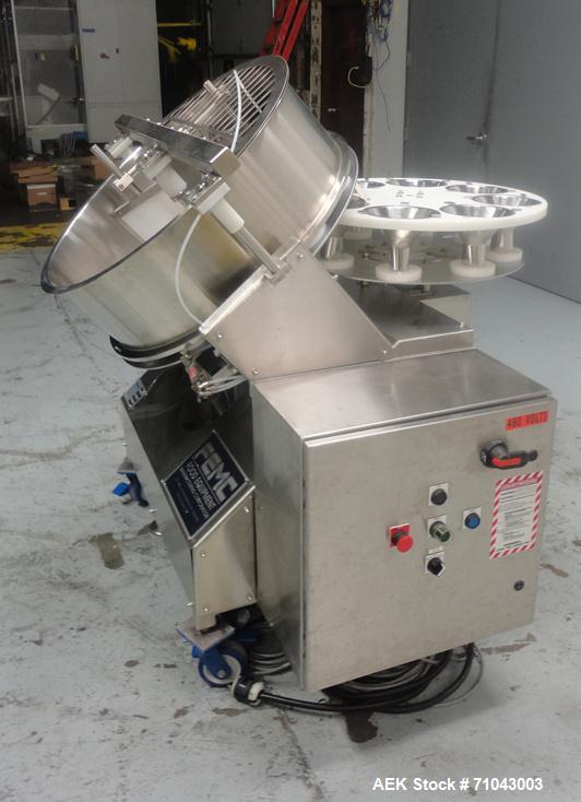 Used FEMC Model 1134 Angular Dial Volumetric Filler. Machine is capable of speeds up to 160 containers per minute. Hopper capacity: 1200 CU in. Product dispensing volume up to 50 CU IN. Designed for ...