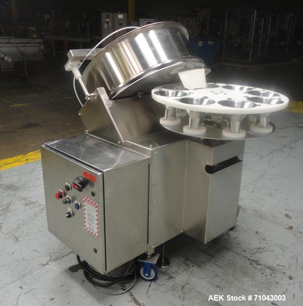 Used FEMC Model 1134 Angular Dial Volumetric Filler. Machine is capable of speeds up to 160 containers per minute. Hopper capacity: 1200 CU in. Product dispensing volume up to 50 CU IN. Designed for ...