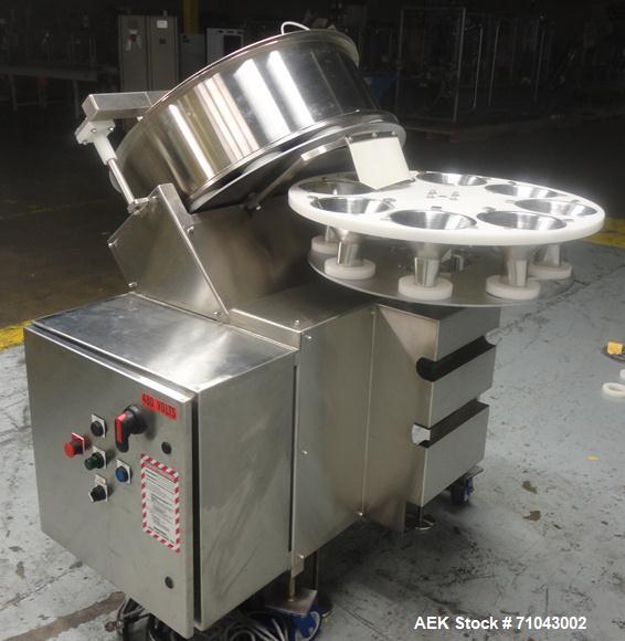 Used FEMC Model 1134 Angular Dial Volumetric Filler. Machine is capable of speeds up to 160 containers per minute. Hopper capacity: 1200 cubic inch. Product dispensing volume up to 50 cubic inch. Des...