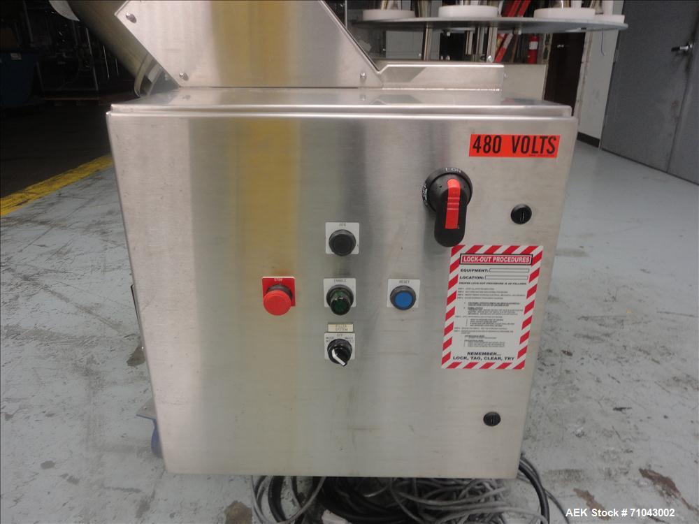 Used FEMC Model 1134 Angular Dial Volumetric Filler. Machine is capable of speeds up to 160 containers per minute. Hopper capacity: 1200 cubic inch. Product dispensing volume up to 50 cubic inch. Des...