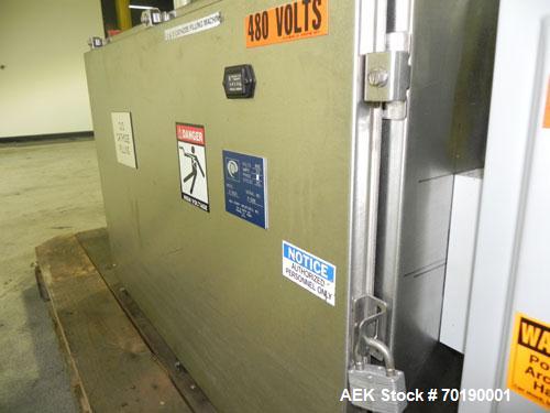 Used M&O Perry Model E1200 Vacuum Powder Filler. Capable of speeds up to 150 vial containers per minute. Container size range: (Diam) .75" to 2.06" (Height) 1" to 5.75". Includes Allen Bradley PLC co...