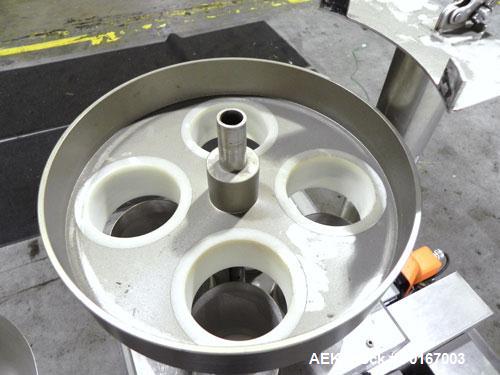 Used Spee-Dee BR-344 Volumetric Cup Filler.Capable of speeds up to 80 fills per minute. Has a 1.5 cubic foot stainless steel hopper. Cup size: diameter 4", length .62" to 12" with changeparts. Clutch...