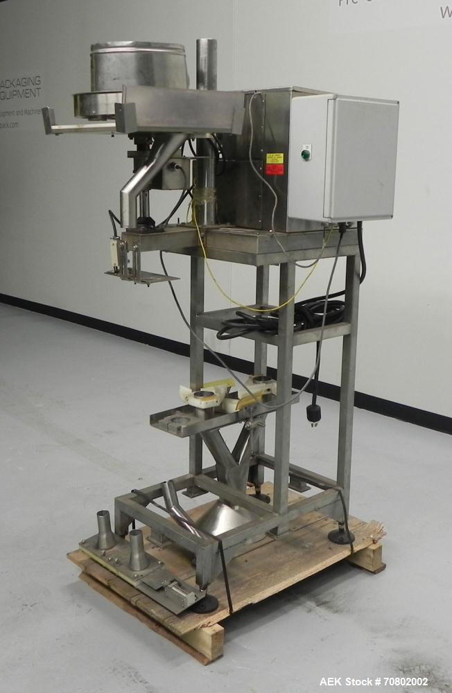 Used Spee Dee Model CH8ME-198 Volumetric Cup Filler. Has all stainless steel 1.5 cubic foot hopper. Cup size range:  diameter 1.0" to 6.0", length 0.62" - 25".  Fill volume range 0.5 - 700 cubic inch...