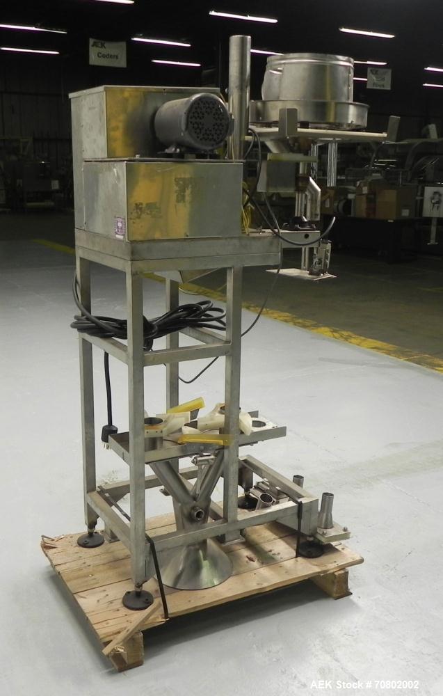 Used Spee Dee Model CH8ME-198 Volumetric Cup Filler. Has all stainless steel 1.5 cubic foot hopper. Cup size range:  diameter 1.0" to 6.0", length 0.62" - 25".  Fill volume range 0.5 - 700 cubic inch...