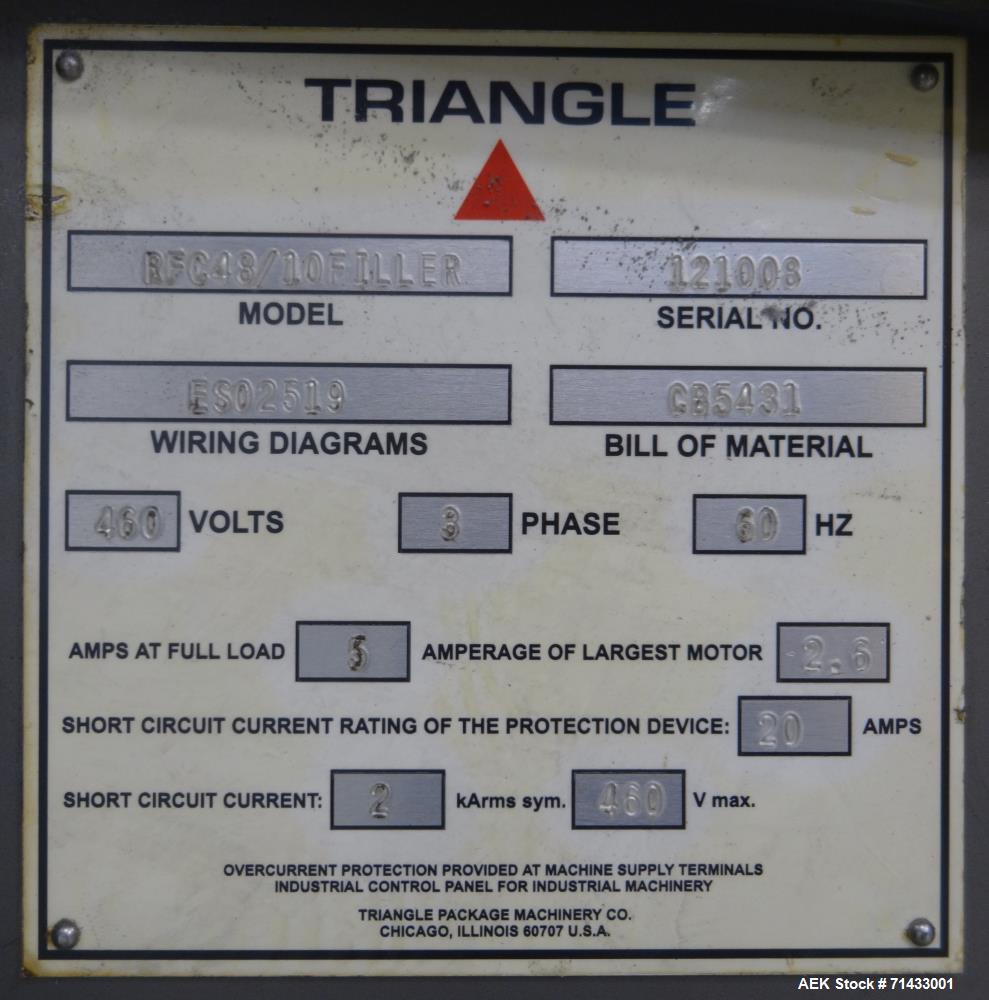 Used Triangle Packaging Model RFC48/10 Rotary Container Indexer for Filling