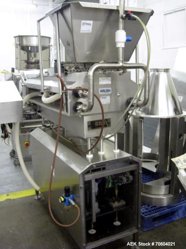 Used Swiftpack Kalish electronic counter, model SPC8PD, stainless steel construction, 16 lane, two step, feed hopper, 120 volt, serial# M921.