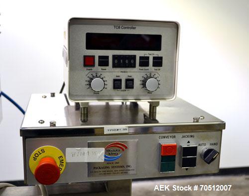 Used King Model TC8 Electronic Tablet Counter. Capable of speeds up to 60 bottles per minute depending on count and container size. Has two trays with 8 channels, pin indexing system and conveyor. Du...