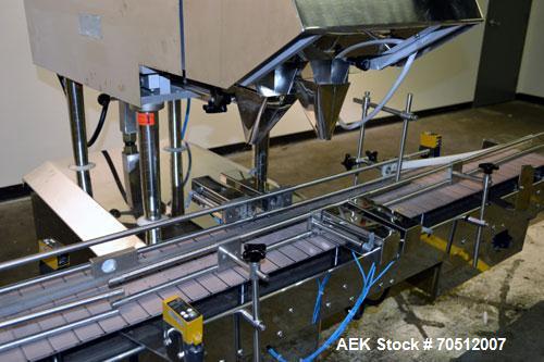 Used King Model TC8 Electronic Tablet Counter. Capable of speeds up to 60 bottles per minute depending on count and container size. Has two trays with 8 channels, pin indexing system and conveyor. Du...