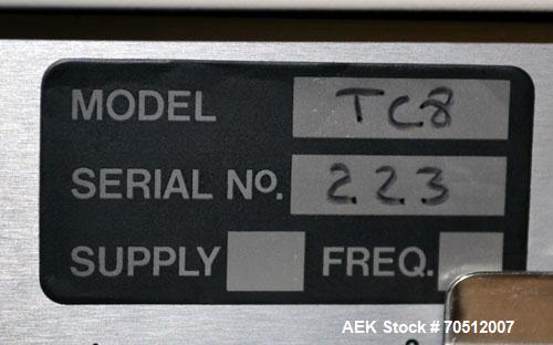 Used King Model TC8 Electronic Tablet Counter. Capable of speeds up to 60 bottles per minute depending on count and container size. Has two trays with 8 channels, pin indexing system and conveyor. Du...