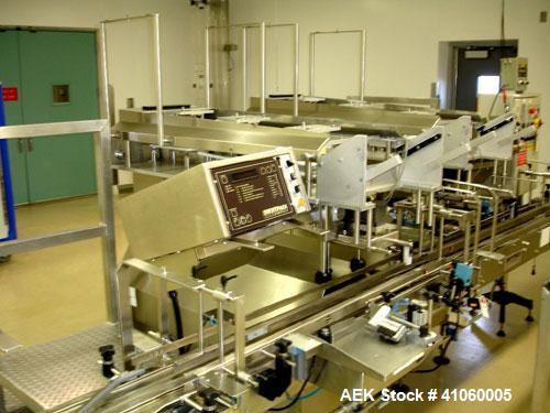 Used Kalish- Swiftpack Lane Counter, Model SPC16P, stainless steel construction. 16 lane, two stage, on adjustable height base with controls, serial 
#M502.