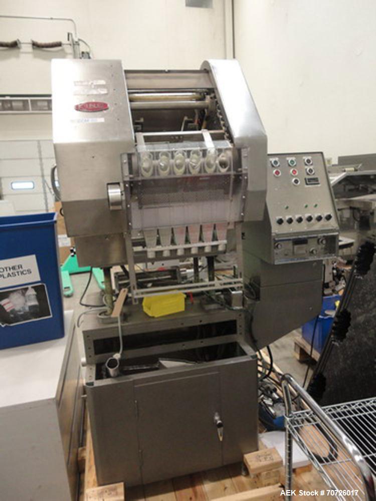 Used King SC6L Tablet or Capsule Slat Counter capable of speeds up to 120 bottles per minute. Has pin indexing. Tablet size range: 3 - 25 mm. Capsule size range: 0 - 5. Container size range: diameter...