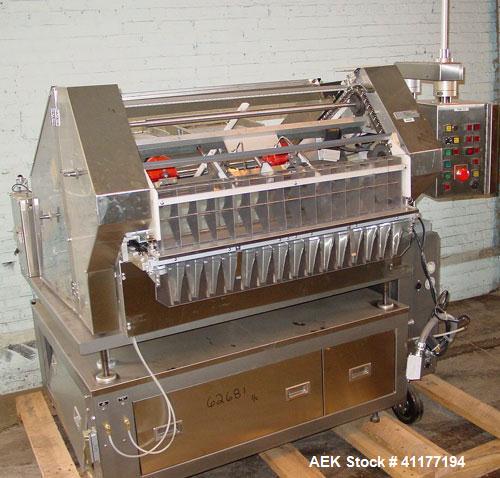 Used Lakso Reformer Slat Counter, Model990 . Capable of speeds up to 240 BPM. Single lane unit with 20' long infeed conveyor with screw feed timing. Has Allen Bradley PLC control, uses 72 slats. All ...