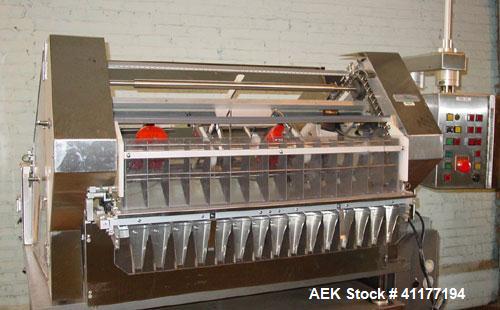 Used Lakso Reformer Slat Counter, Model990 . Capable of speeds up to 240 BPM. Single lane unit with 20' long infeed conveyor with screw feed timing. Has Allen Bradley PLC control, uses 72 slats. All ...