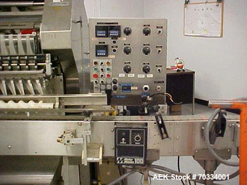 Used Used: Lakso 990 Slat Counter accepts 42” slats, positive pin ejection, swing arm pendant control panel, 22’ x 3 ¼” conveyor, and timing screw container handling. Currently fitted with 20 drop up...