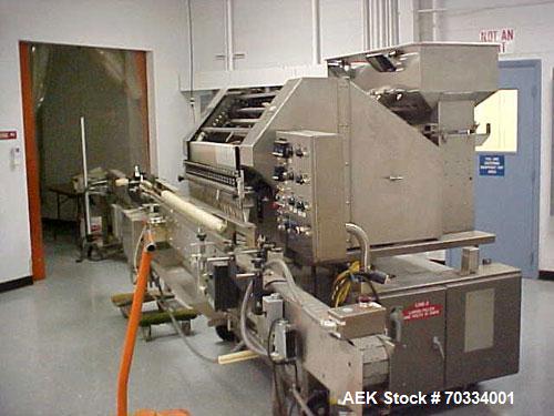 Used Used: Lakso 990 Slat Counter accepts 42” slats, positive pin ejection, swing arm pendant control panel, 22’ x 3 ¼” conveyor, and timing screw container handling. Currently fitted with 20 drop up...