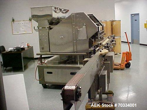 Used Used: Lakso 990 Slat Counter accepts 42” slats, positive pin ejection, swing arm pendant control panel, 22’ x 3 ¼” conveyor, and timing screw container handling. Currently fitted with 20 drop up...