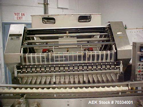 Used Used: Lakso 990 Slat Counter accepts 42” slats, positive pin ejection, swing arm pendant control panel, 22’ x 3 ¼” conveyor, and timing screw container handling. Currently fitted with 20 drop up...