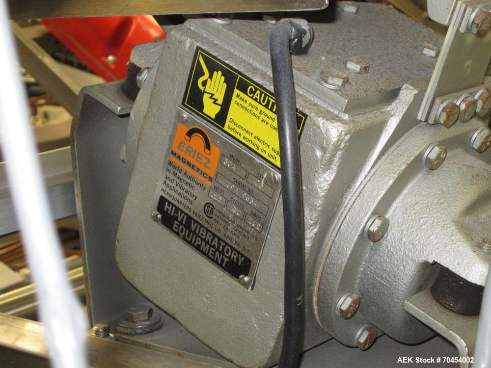Used Lakso 990 (Model 93) Slat Counter. Is a dual lane unit with dual wormscrew infeed and gating device. Machine is capable of speeds over 300 bottles per minute. Has Lakso "Micro-Scan" empty cavity...