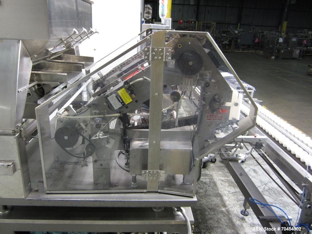 Used Lakso 990 (Model 93) Slat Counter. Is a dual lane unit with dual wormscrew infeed and gating device. Machine is capable of speeds over 300 bottles per minute. Has Lakso "Micro-Scan" empty cavity...