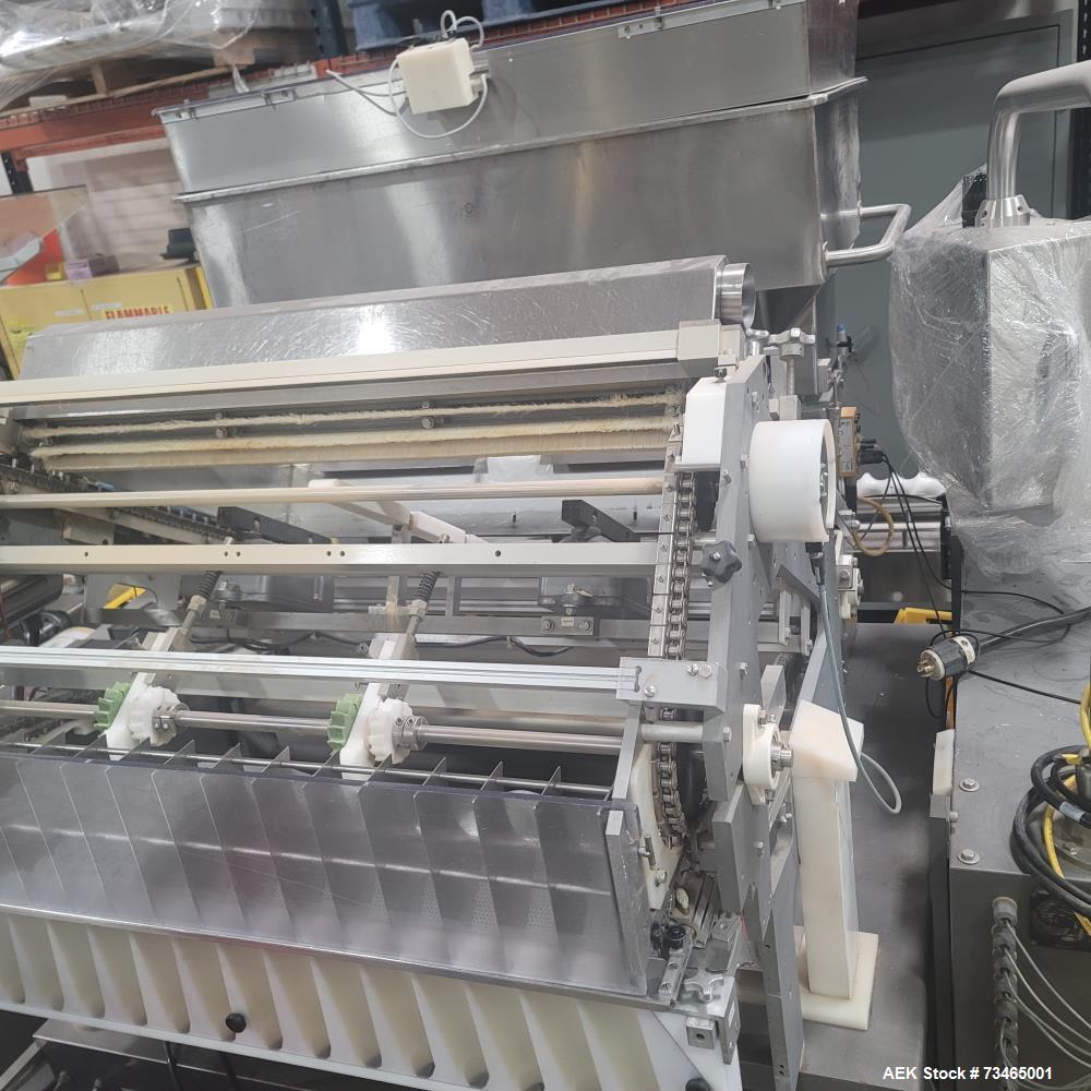 Used Lakso Model 990 Reformer Slat Counter – 240 BPM, Allen Bradley PLC, Stainless Steel, Hopper & Conveyor