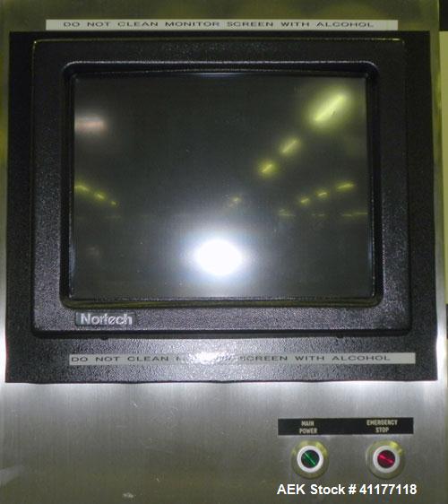 Used Merrill Model 40-39ADH Dual Lane Slat Counter. Machine is rated at up to 300 (100-count bottles per minute). Machine is all stainless steel. Allen Bradley PLC controls. Dual lane screw feed syst...