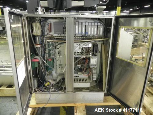 Used Merrill Model 40-39ADH Dual Lane Slat Counter. Machine is rated at up to 300 (100-count bottles per minute). Machine is all stainless steel. Allen Bradley PLC controls. Dual lane screw feed syst...