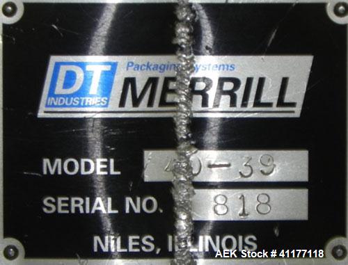 Used Merrill Model 40-39ADH Dual Lane Slat Counter. Machine is rated at up to 300 (100-count bottles per minute). Machine is all stainless steel. Allen Bradley PLC controls. Dual lane screw feed syst...