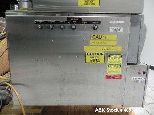 Used Merrill Model 72-39 AH Dual Lane Slat Counter. Machine is capable of speeds up to 300 bottles per minute. Has dual screw indexing system. Has Allen Bradley MicroLogix 1000 PLC controls. Has pin-...