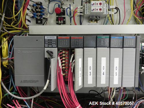 Used Merrill Model 72-39 AH Dual Lane Slat Counter. Machine is capable of speeds up to 300 bottles per minute. Has dual screw indexing system. Has Allen Bradley MicroLogix 1000 PLC controls. Has pin-...