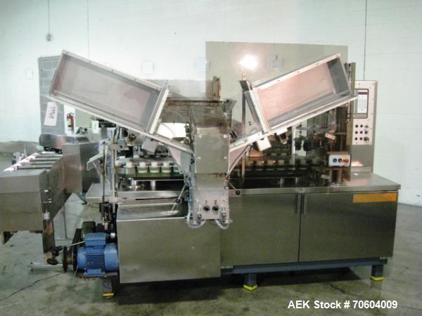 Used Norden NM2000 Metal Tube Filling Line with integrated Norden NP2000 cartoner.  Consists of NM2000 tube filler capable of speeds up to 200 tubes per minute.  Has a tube size range: diameter 10 mm...