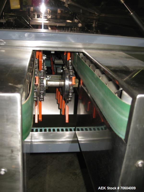 Used Norden NM2000 Metal Tube Filling Line with integrated Norden NP2000 cartoner.  Consists of NM2000 tube filler capable of speeds up to 200 tubes per minute.  Has a tube size range: diameter 10 mm...