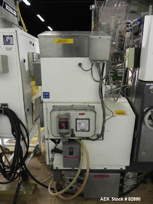 Used Arenco Model AM2000 Twin Piston Laminate Tube Filler. Currently equipped with high frequency sealer. Tubes are fed automatically through a dual tube magazine. Stations include tube cleaning, tub...