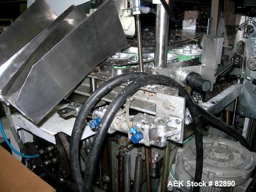 Used Arenco Model AM2000 Twin Piston Laminate Tube Filler. Currently equipped with high frequency sealer. Tubes are fed automatically through a dual tube magazine. Stations include tube cleaning, tub...