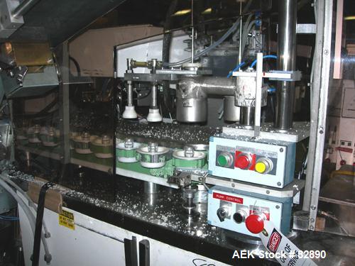 Used Arenco Model AM2000 Twin Piston Laminate Tube Filler. Currently equipped with high frequency sealer. Tubes are fed automatically through a dual tube magazine. Stations include tube cleaning, tub...