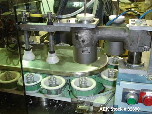 Used Arenco Model AM2000 Twin Piston Laminate Tube Filler. Currently equipped with high frequency sealer. Tubes are fed automatically through a dual tube magazine. Stations include tube cleaning, tub...