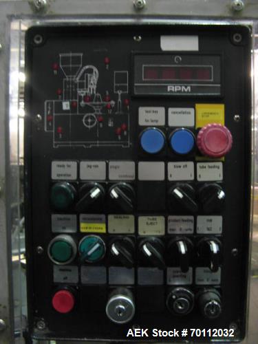 Used IWKA Plastic/Laminate Tube Filler, Model TU 200. IWKA TZ101 automatic tube feeder; speeds of up to 250 tubes per minute. Stainless steel product feed hopper. Tube registration station. Dual fill...