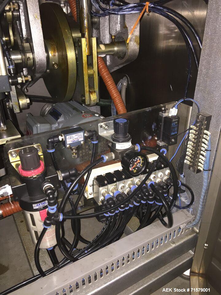 Used JDA Plastic Tube Filler, Model Super 30. 2,400 tubes per hour, tubes have diameters of: 1 Set: 36.5mm in diameter and 73mm tall.  Leister Hot Air Tube sealer, CH-6060 Sarnen, 220  230 V. Water C...