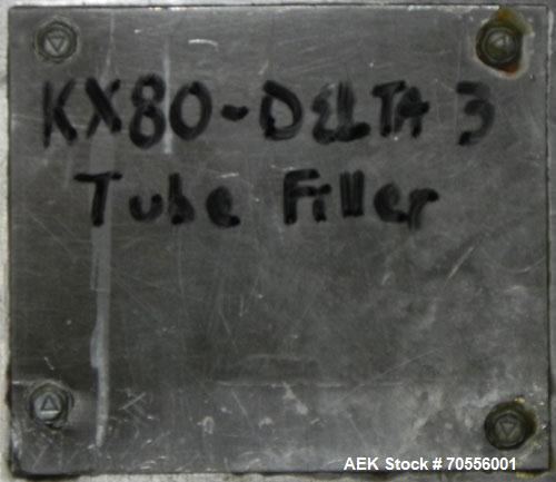 Used Klenz Pak Model KX80B 12 Station Hot Air Plastic Tube Filler. Machine is capable of speeds up to 80 tubes per minute. Tube size range: diameter up to 2" or 50mm, height up to 8" or 200mm. Fill s...
