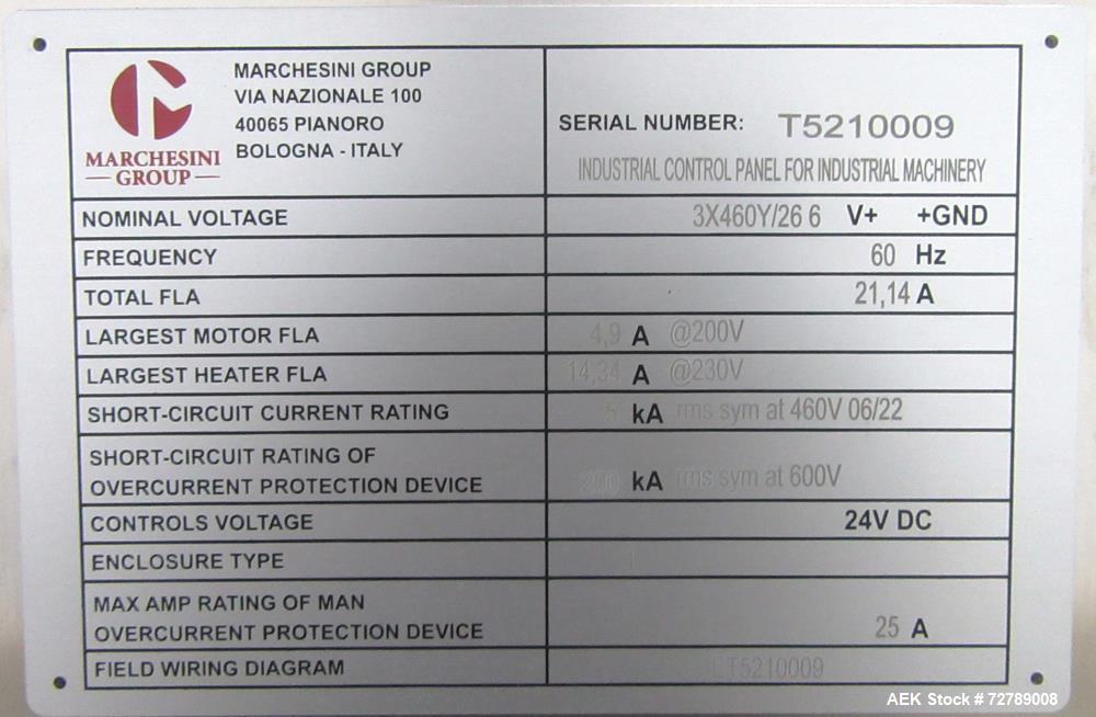 Unused Marchesini Group Tonazzi Millenium 120 Automatic Hot Air Tube Filler for Sale