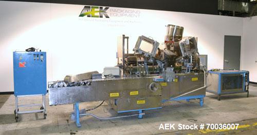 Used Norden Dual Head High Speed Tube Filler, Model NM 2000 HF for laminate tubes. Capable of 200 tubes per minute. Includes tube cleaning, cassette tube infeed, registration, and trimmer. Fill volum...