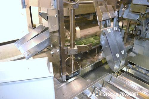 Used Norden Dual Head High Speed Tube Filler, Model NM 2000 HF for laminate tubes. Capable of 200 tubes per minute. Includes tube cleaning, cassette tube infeed, registration, and trimmer. Fill volum...