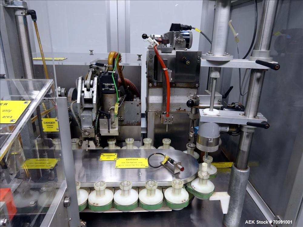 Used Norden Model NM 700 HA Hot Air Plastic Tube Filler. Capable of speeds up to 70 tubes per minute. General Fill volume range: 1ml - 300ml. Tube size range: (Length) 50mm - 250mm (Diam) 10mm - 60mm...